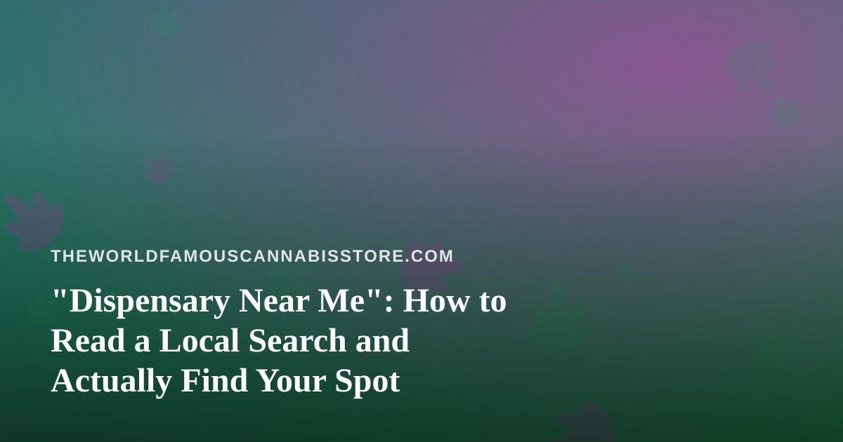 “Dispensary Near Me”: How to Read a Local Search and Actually Find Your Spot