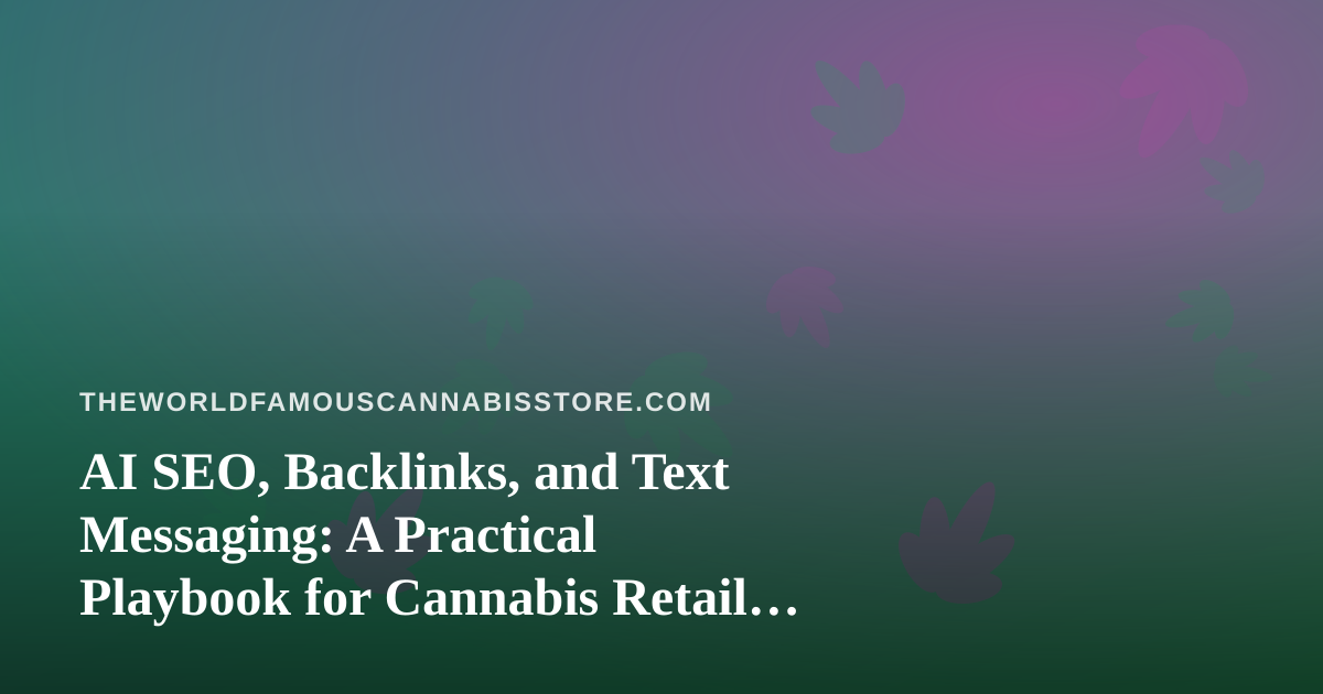 AI SEO, Backlinks, and Text Messaging: A Practical Playbook for Cannabis Retail Sites