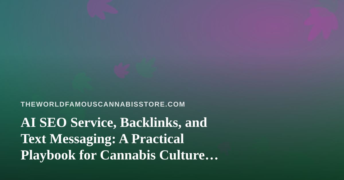 AI SEO Service, Backlinks, and Text Messaging: A Practical Playbook for Cannabis Culture Sites