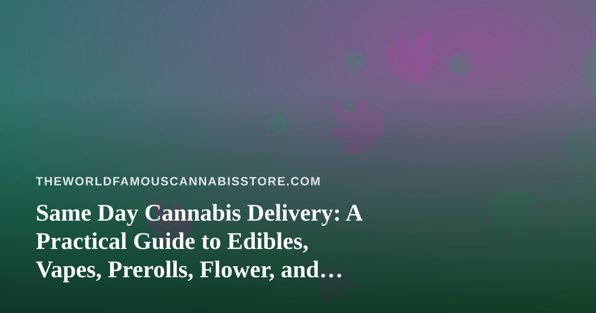 Same Day Cannabis Delivery: A Practical Guide to Edibles, Vapes, Prerolls, Flower, and Concentrates