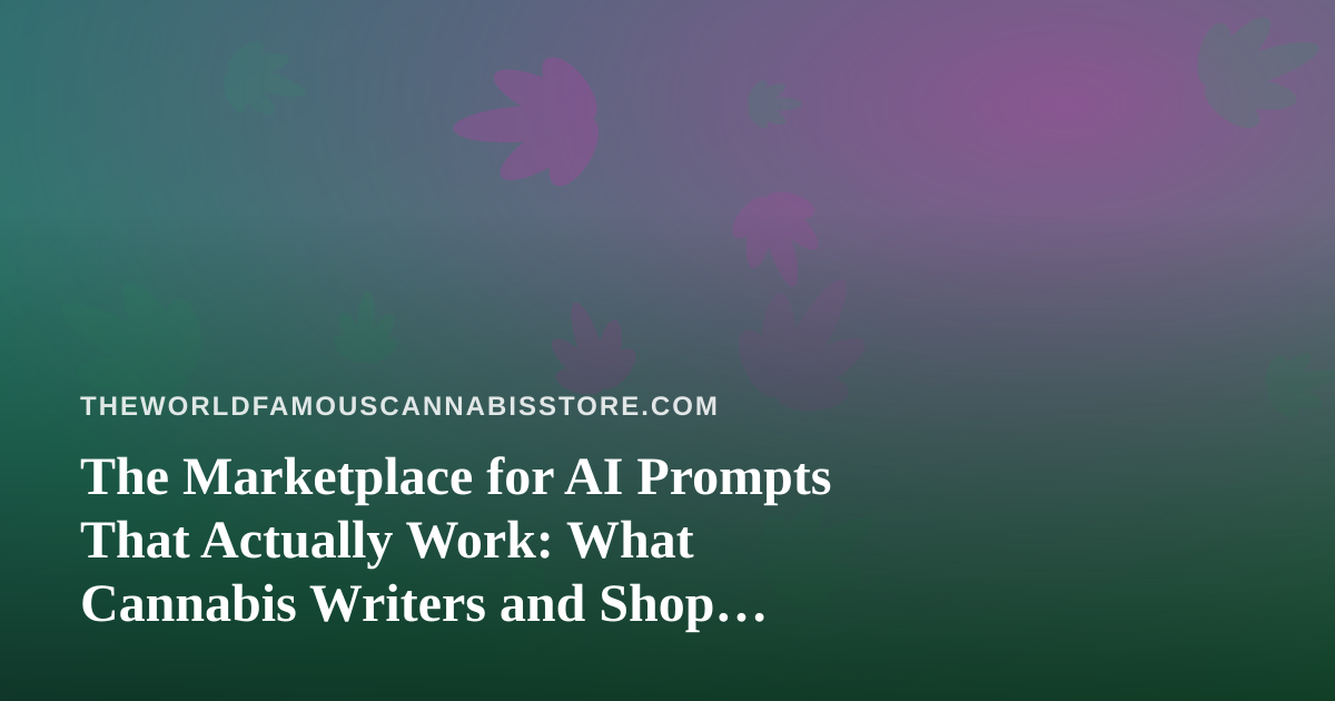 The Marketplace for AI Prompts That Actually Work: What Cannabis Writers and Shop Teams Should Know